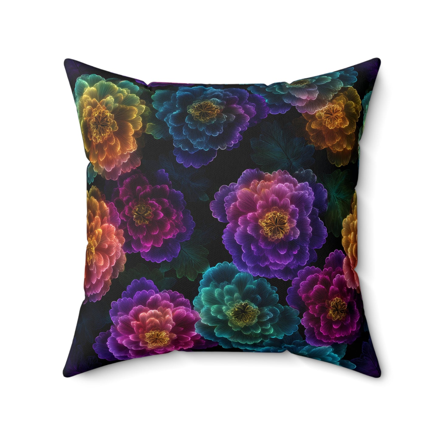 Neon Whisper Blooms Throw Pillow