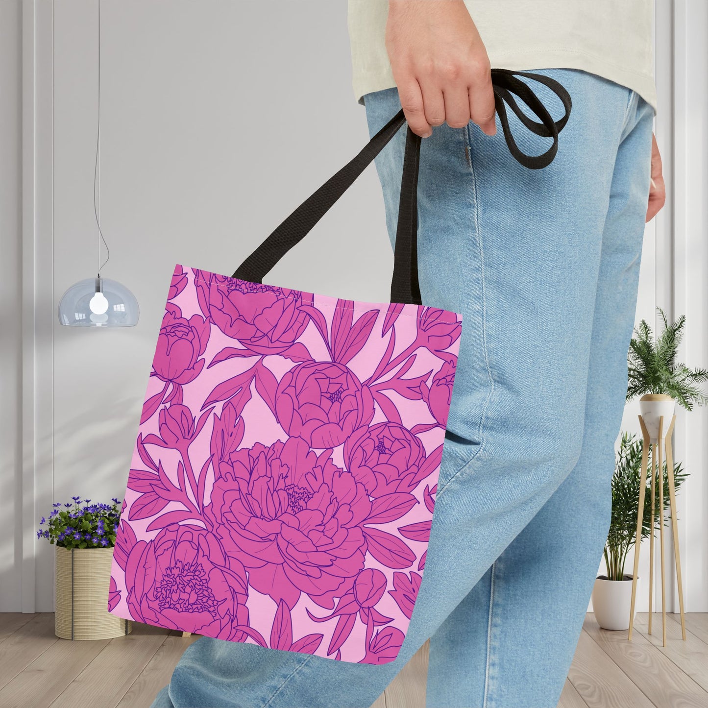Blush Peony Garden Canvas Tote Bag