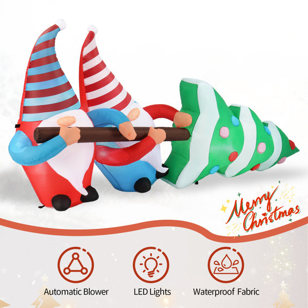 Festive Gnome Elves with Christmas Tree LED Inflatable