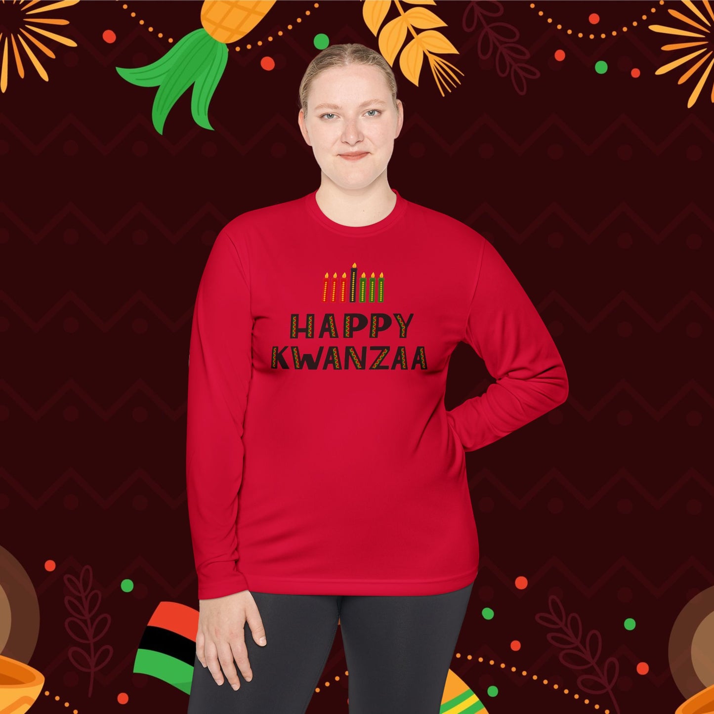 Happy Kwanzaa (Kinara) Adult Long Sleeve Tee