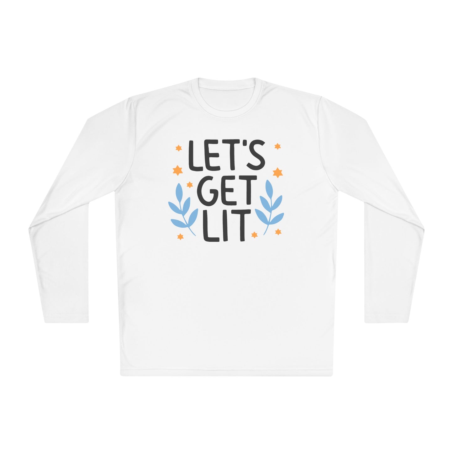 Hanukkah Let's Get Lit Adult Long Sleeve Tee