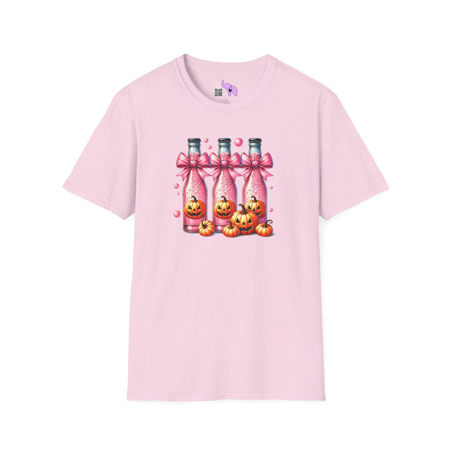 Pink Fizzy Drink w/Pumpkins Adult T-shirt
