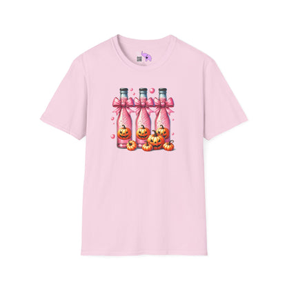 Pink Fizzy Drink w/Pumpkins Adult T-shirt