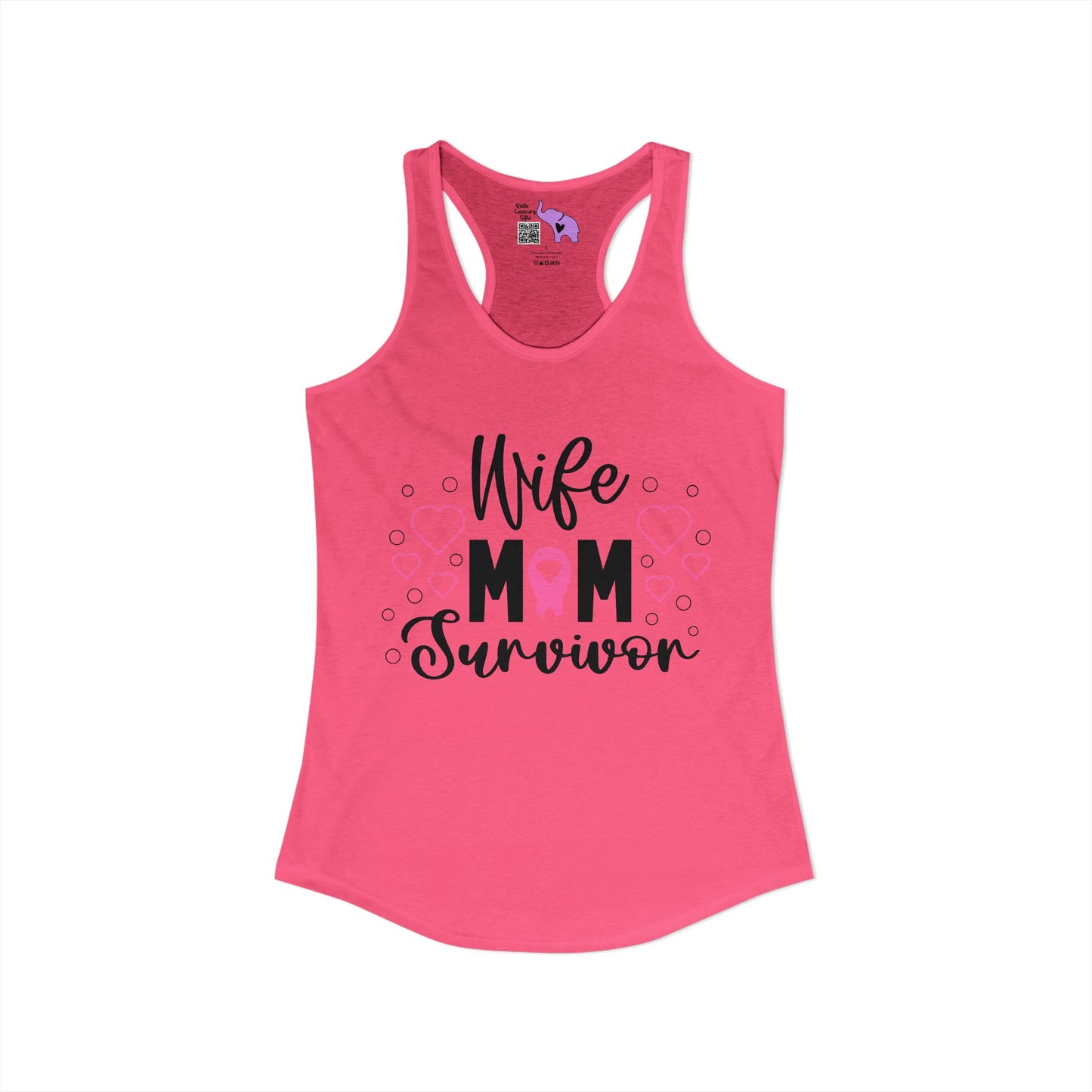 Wife Mom Survivor (Breast Cancer) Women's Ideal Racerback Tank