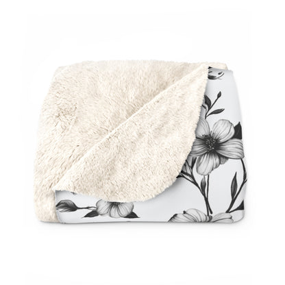 Black & White Five Petal Floral Basic Bedding Set