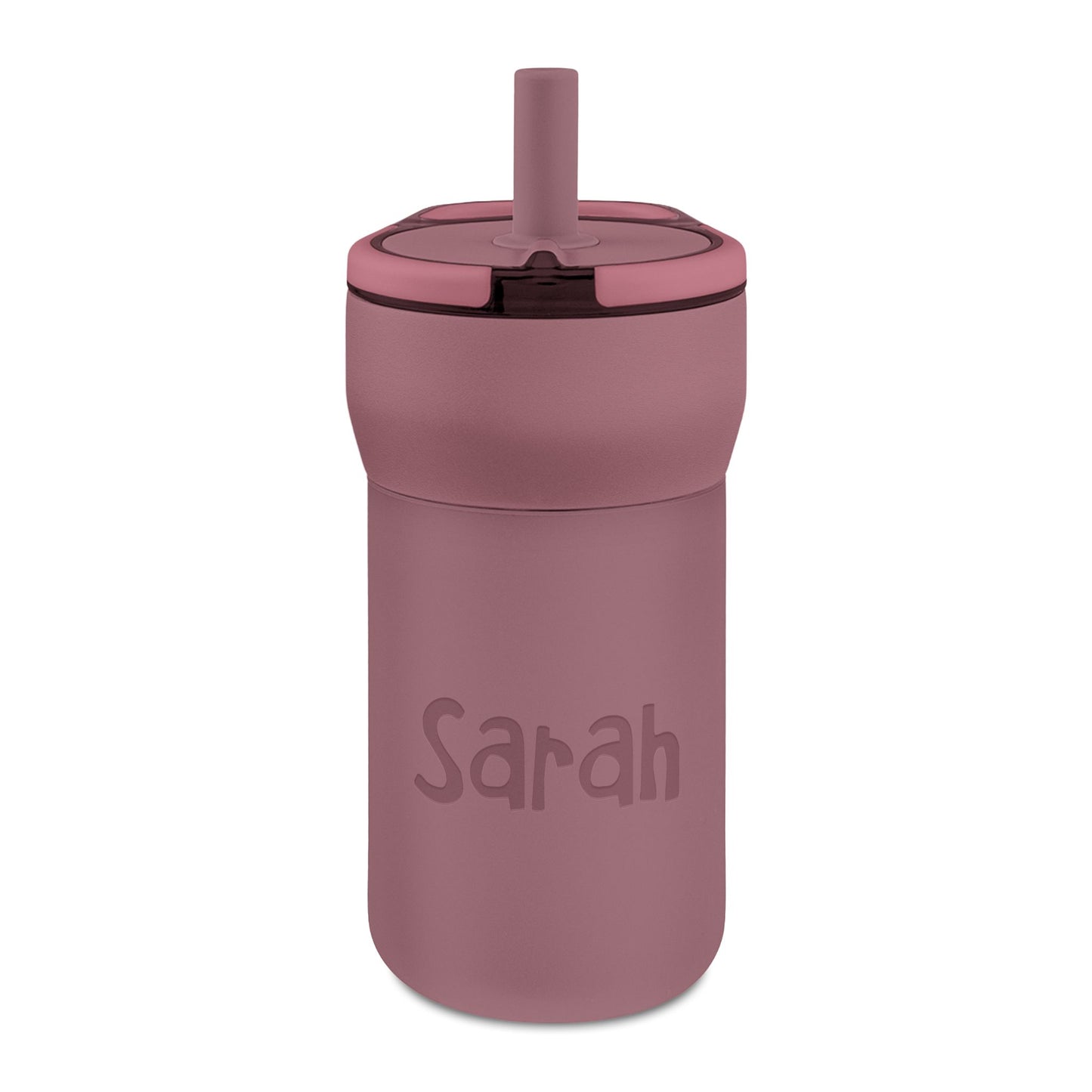 Personalized Kids 12oz Leakproof Straw Tumbler — Engraved Name Water Bottle