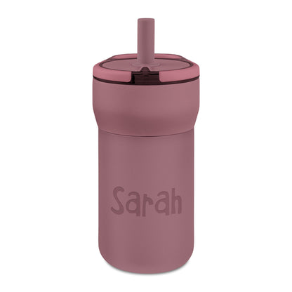 Personalized Kids 12oz Leakproof Straw Tumbler — Engraved Name Water Bottle