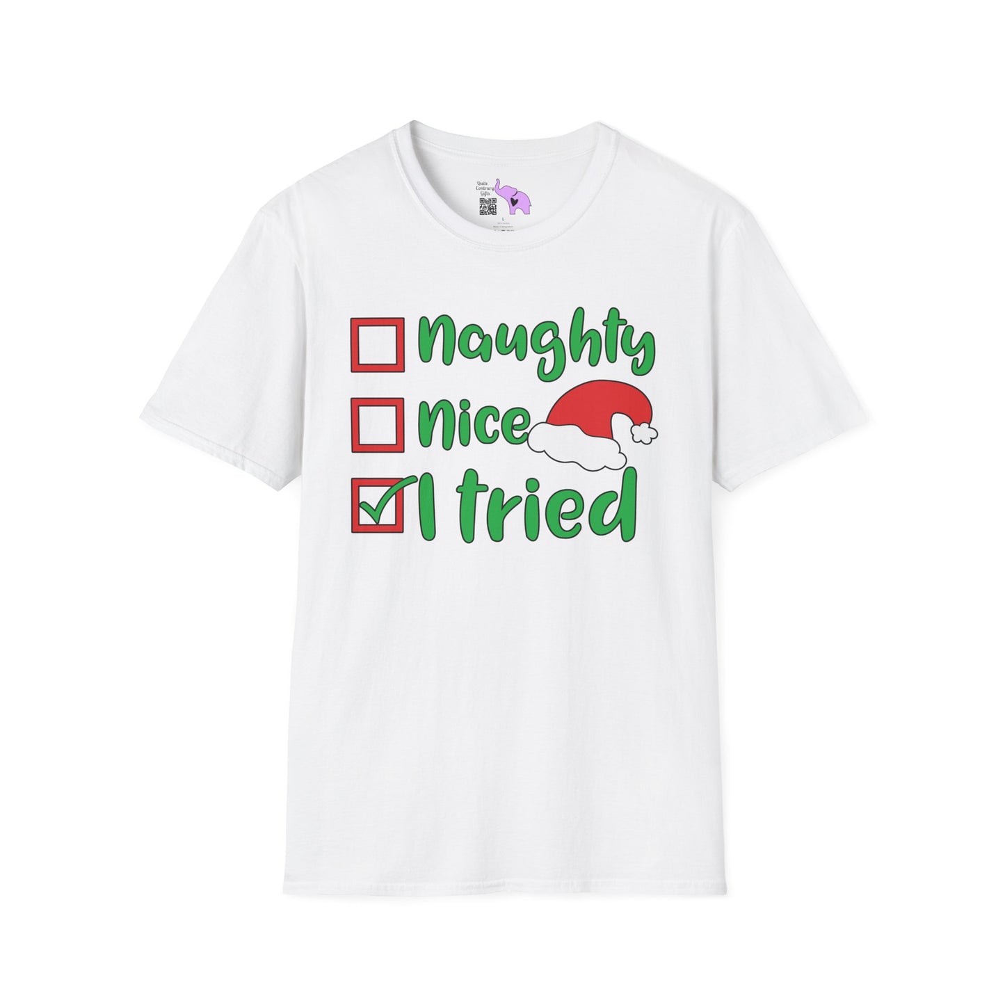 Naughty; Nice; I Tried Crew Adult T-shirt