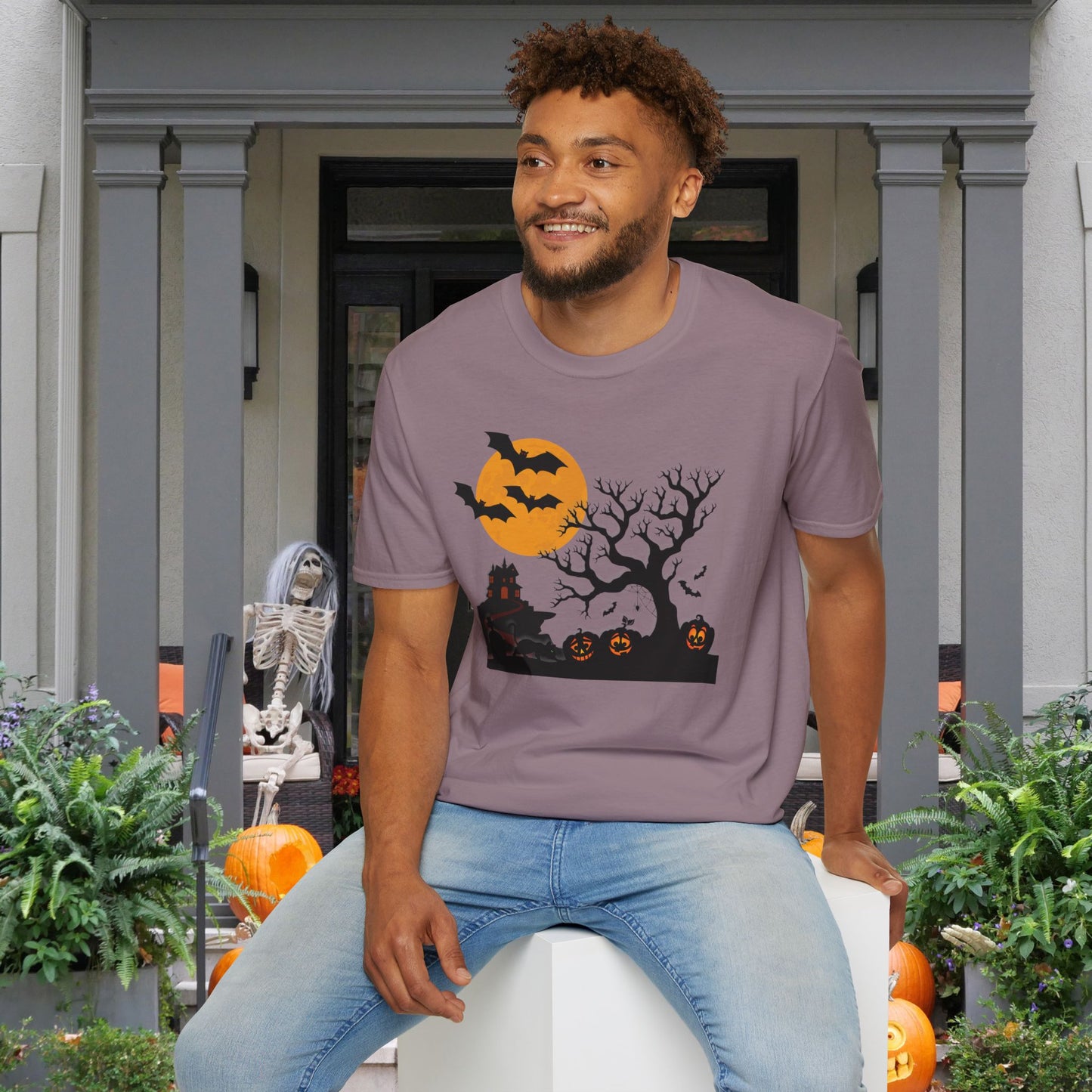 Spooky House & Graveyard Adult T-shirt