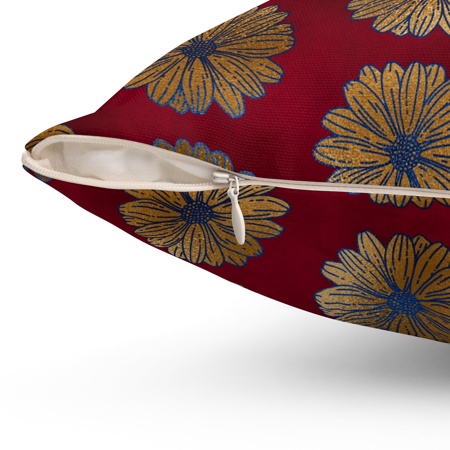 Majestic Crimson Daisies Throw Pillow