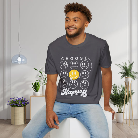 Choose Happy Smiley Faces Adult T-shirt