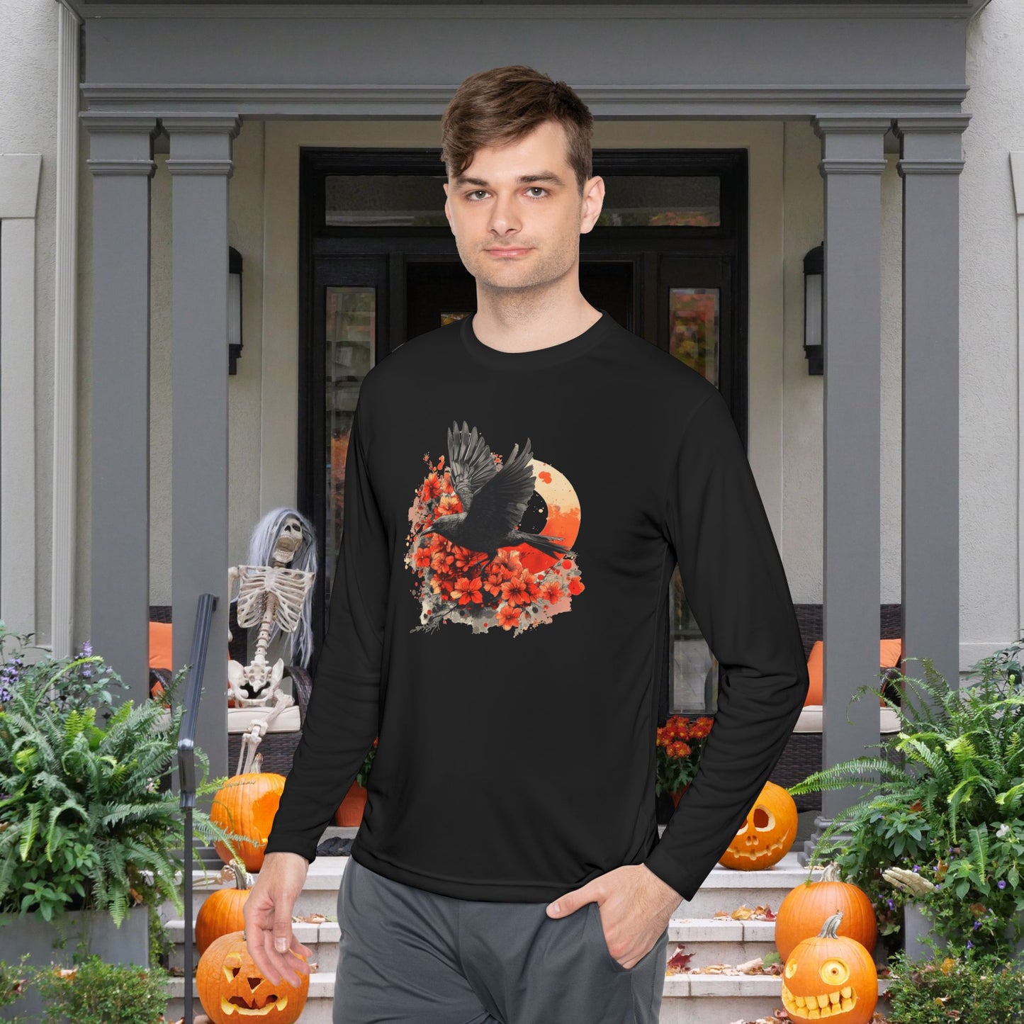 Halloween Crows Adult Long Sleeve Tee