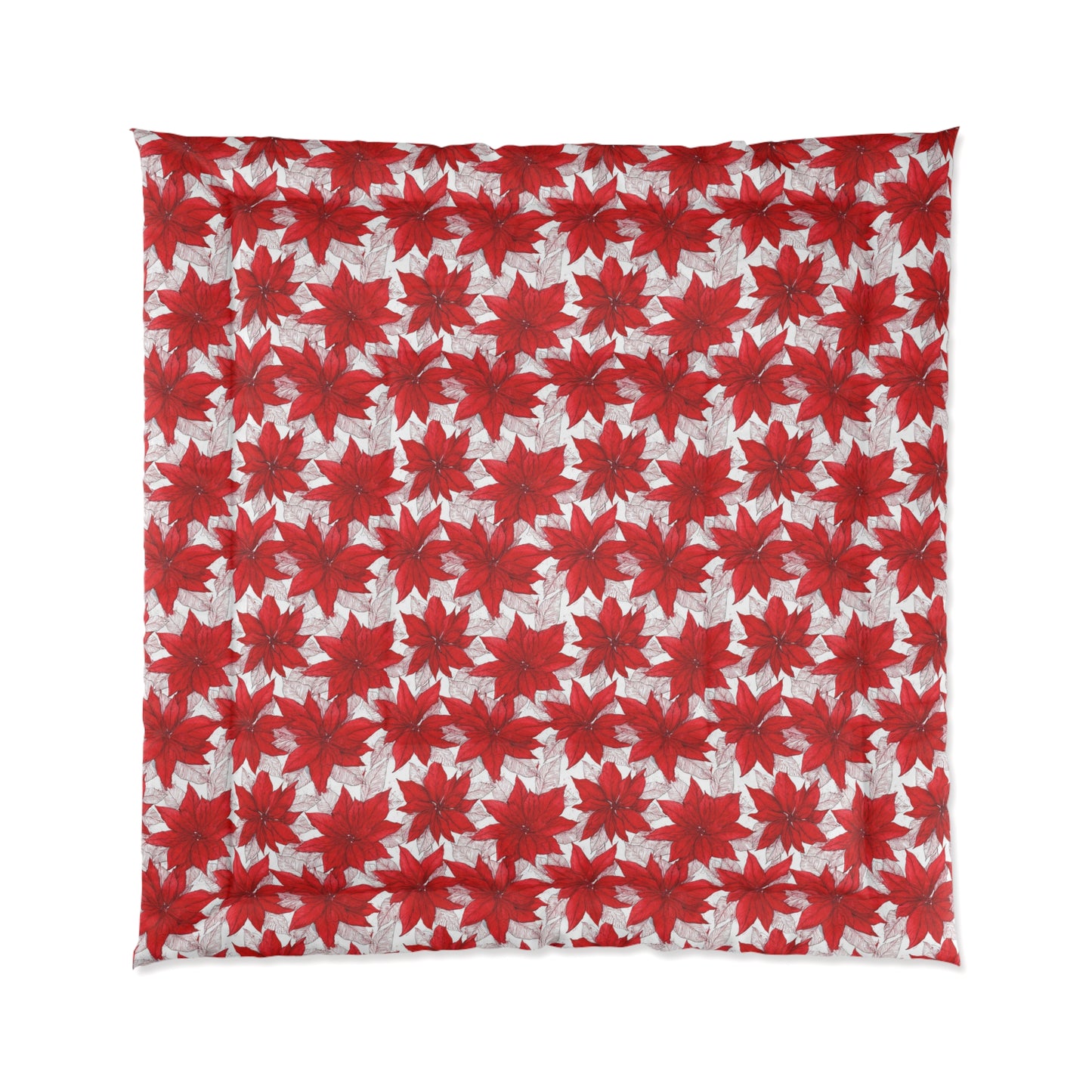 Crimson Poinsettia Sketch Basic Bedding Set