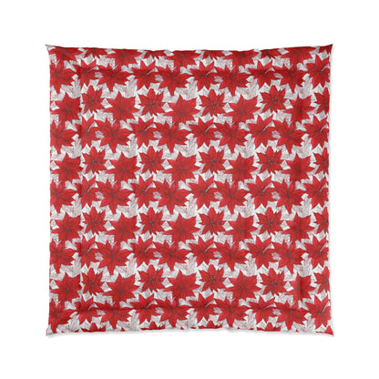 Crimson Poinsettia Sketch Basic Bedding Set