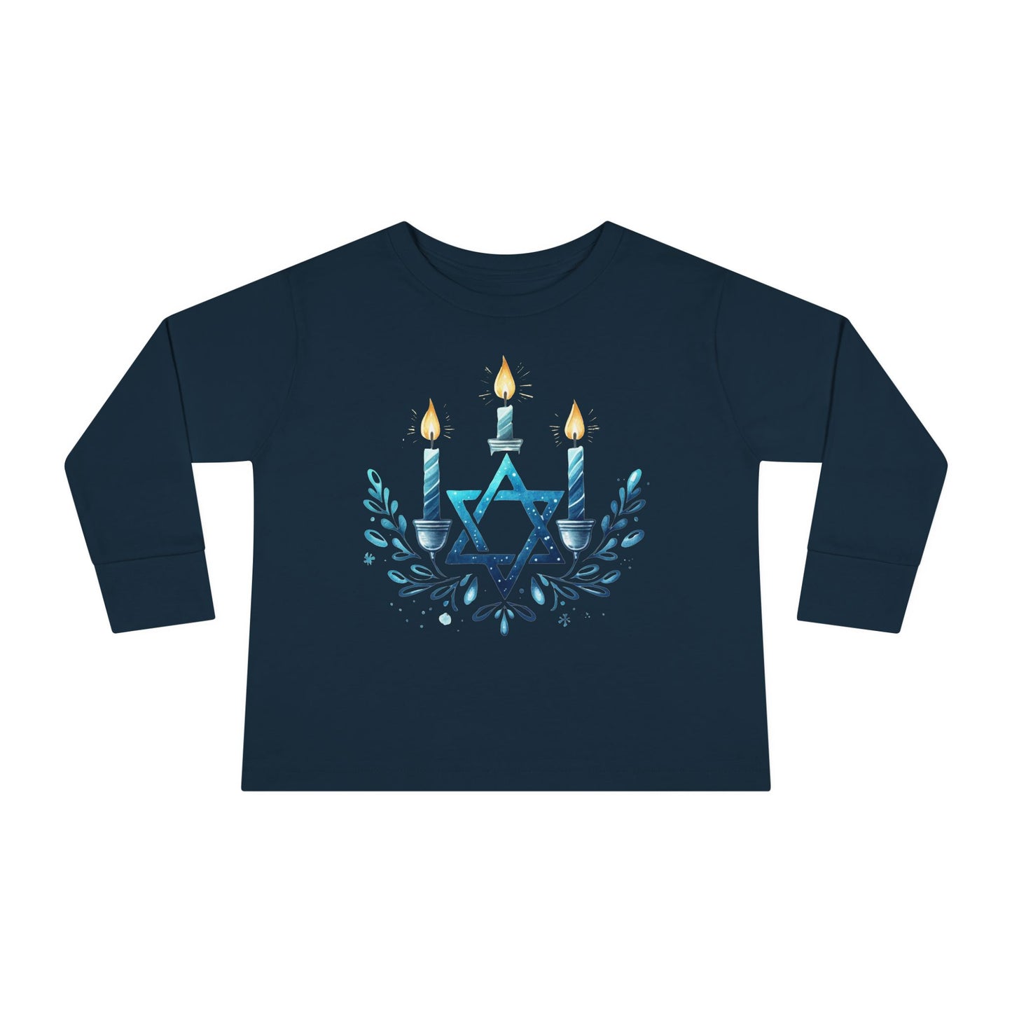 Star & Flame Hanukkah Toddler Long Sleeve Tee