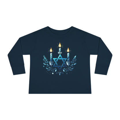 Star & Flame Hanukkah Toddler Long Sleeve Tee