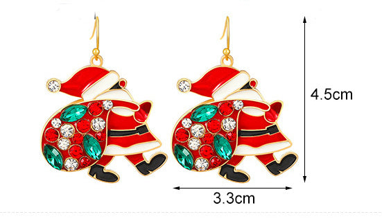 Adorable Santa Claus Colorful Rhinestone Earrings