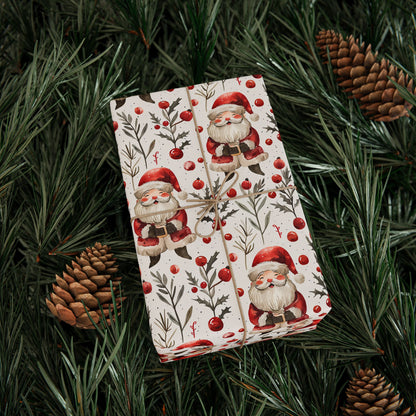Jingle & Holly Santa Wrapping Paper