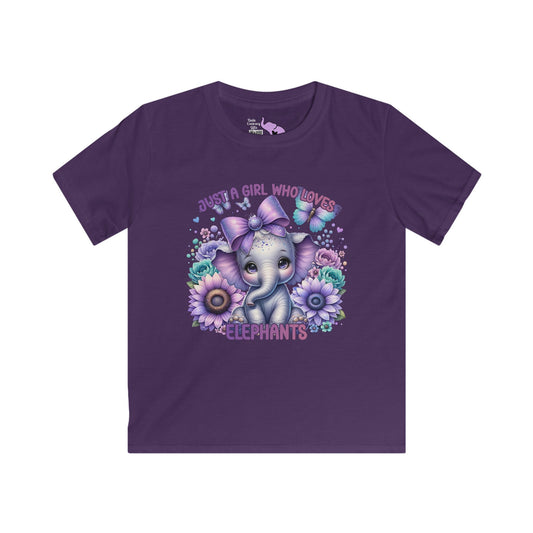 Just A Girl Who Loves Elephants Kids Softstyle Tee