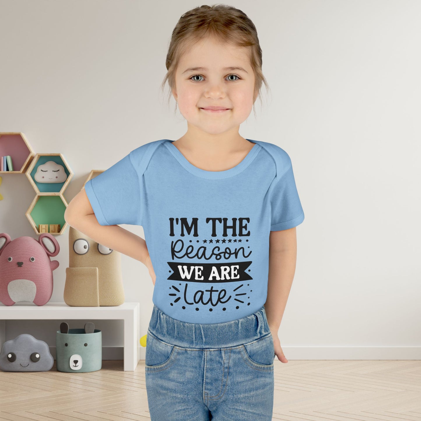 I'm The Reason We Are Late Infant Baby Rib Bodysuit