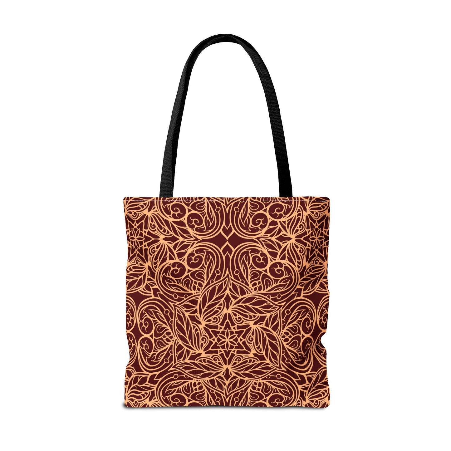 Golden Crimson Star Mandala Canvas Tote Bag