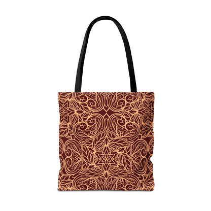 Golden Crimson Star Mandala Canvas Tote Bag