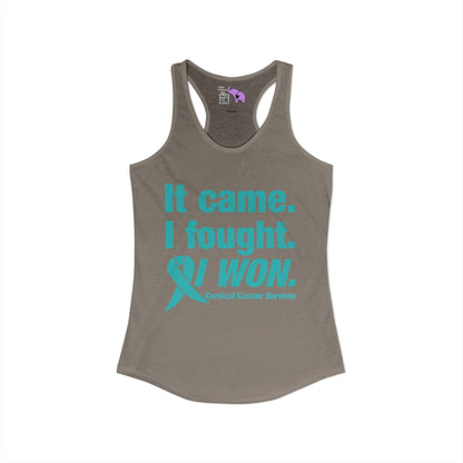 It Came I Fought I Won Cervical Cancer Survivior Women's Ideal Racerback Tank