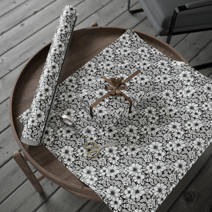 Black & White Forget-Me-Nots Gift Wrap for All Occasions