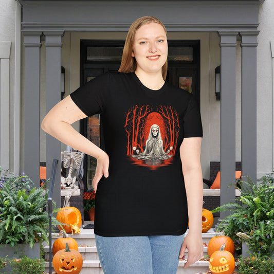 Creepy Ghost 6 Adult T-shirt