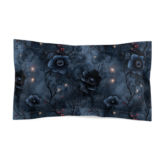 Black Roses & Vines Microfiber Pillow Sham