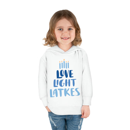 Hanukkah Love Light Latkes Toddler Pullover Fleece Hoodie