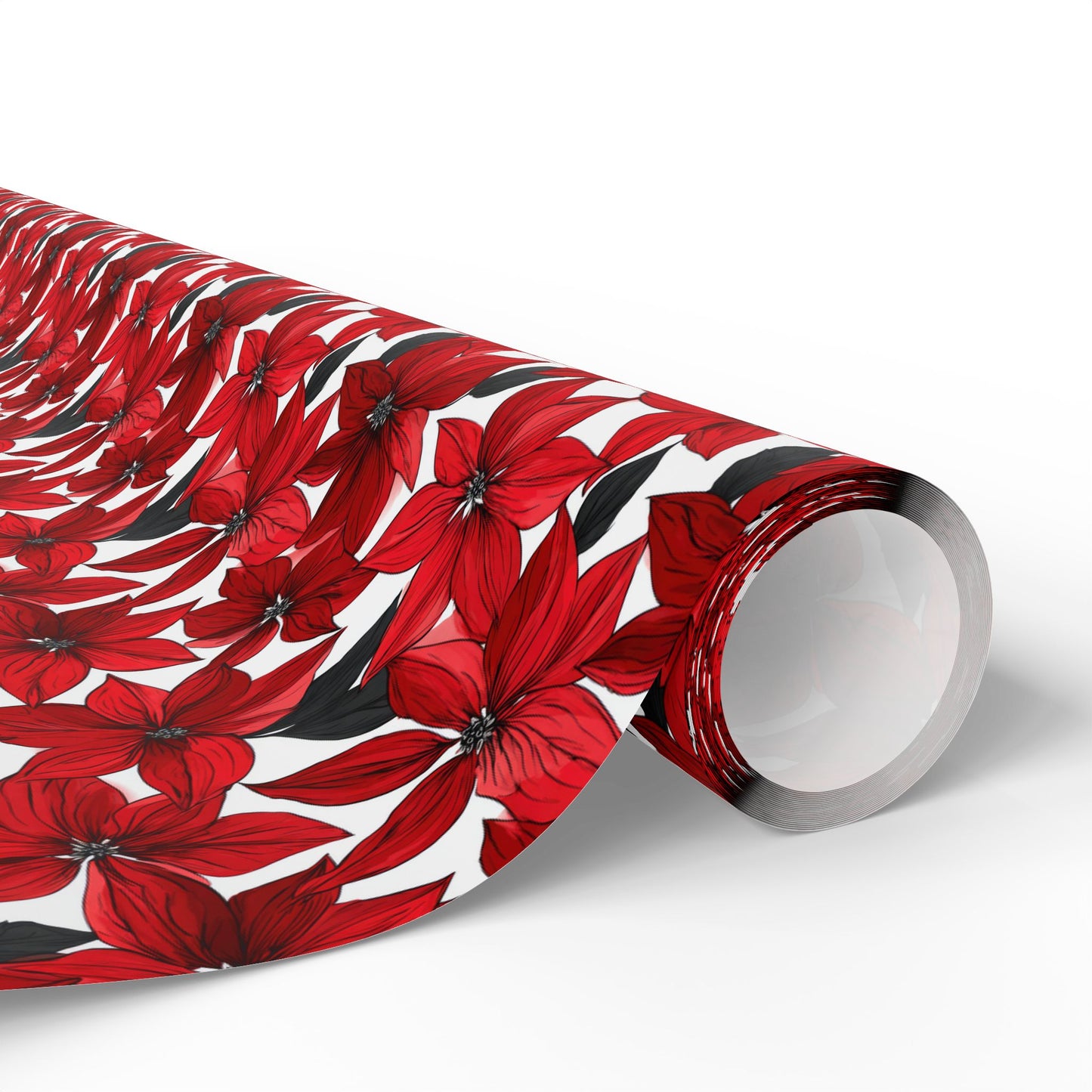 Inked Poinsettias Wrapping Paper