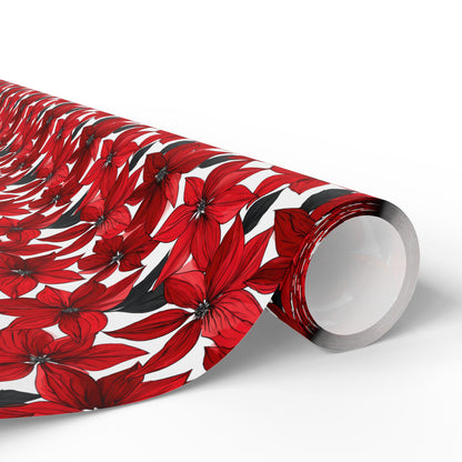 Inked Poinsettias Wrapping Paper