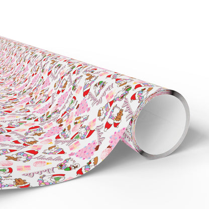 Christmas Unicorn 2 Custom Name Wrapping Paper (Natalie)