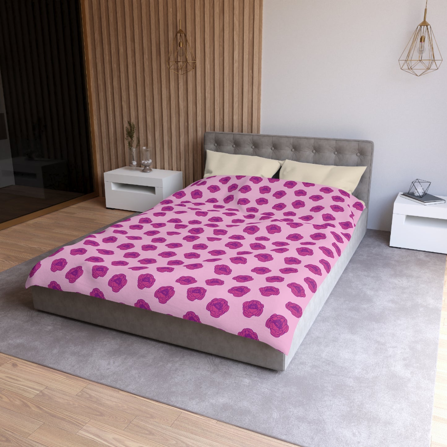 Rosy Dream Peonies Microfiber Duvet Cover