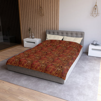 Crimson Palm Veil Duvet Bedding Set