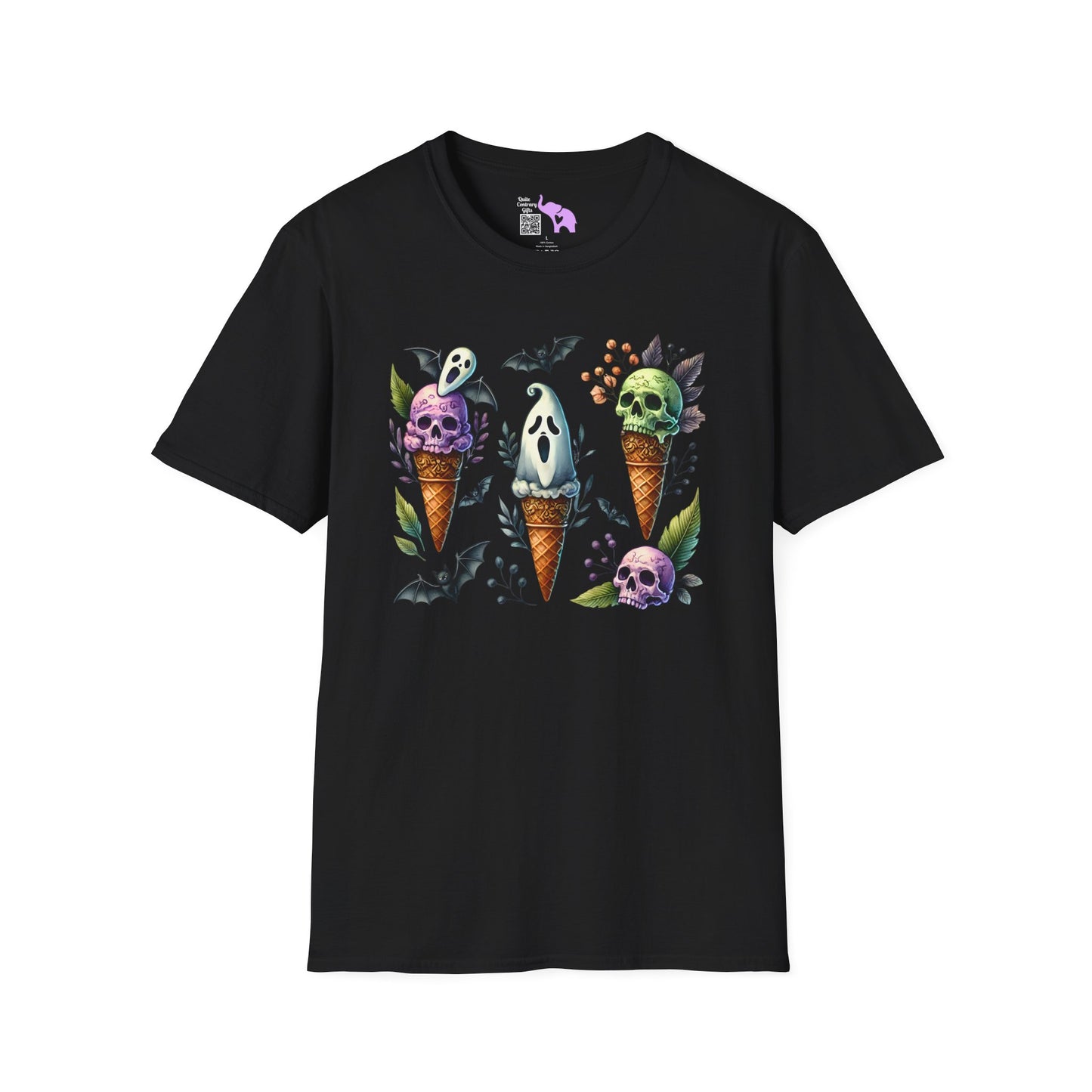 Ice Cream Cones w/Pumpkins and Ghost Adult  T-shirt