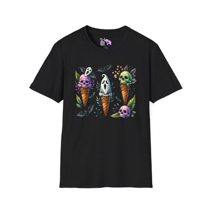 Ice Cream Cones w/Pumpkins and Ghost Adult  T-shirt