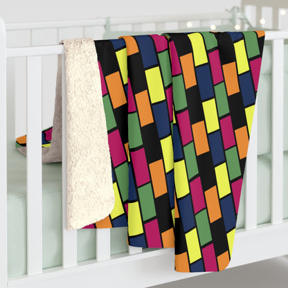 Colorful Bricks Sherpa Fleece Blanket