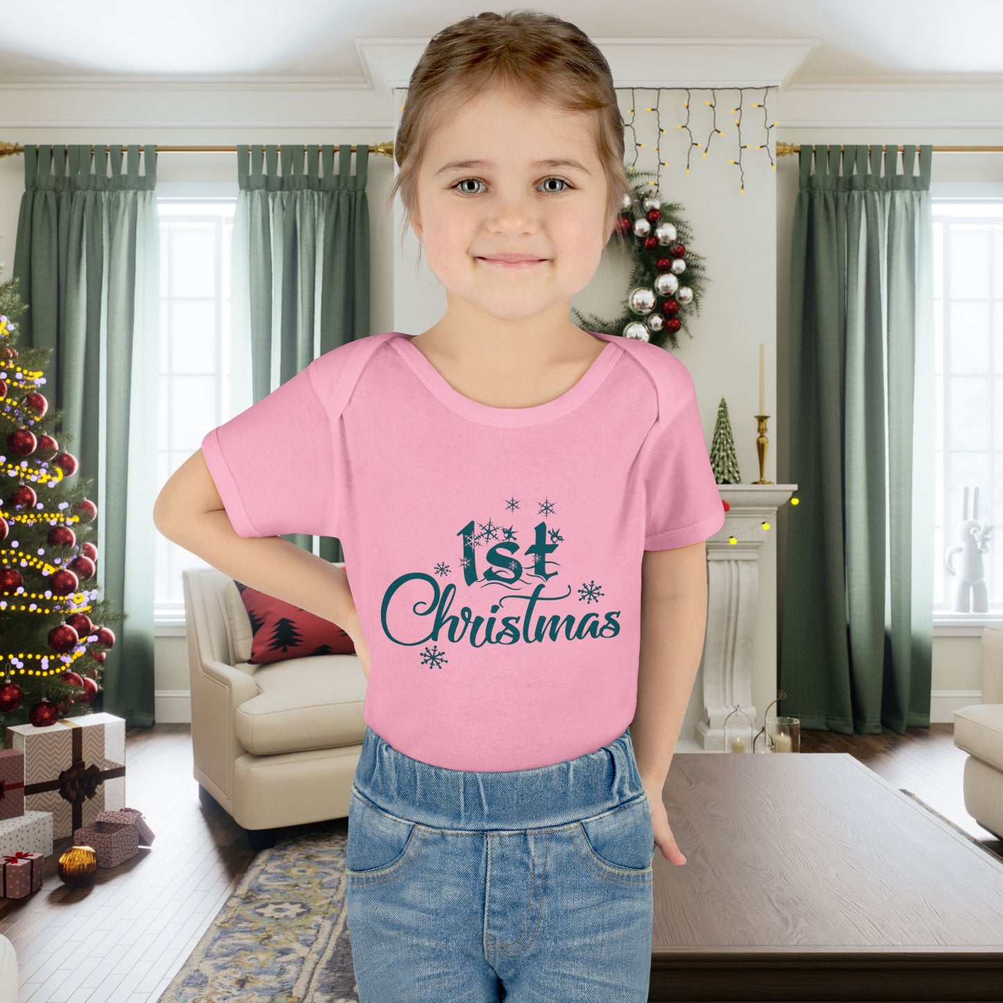 1st Christmas Infant Baby Rib Bodysuit
