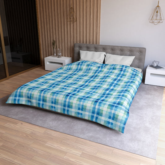 Ocean Sunset Plaid Microfiber Duvet Cover