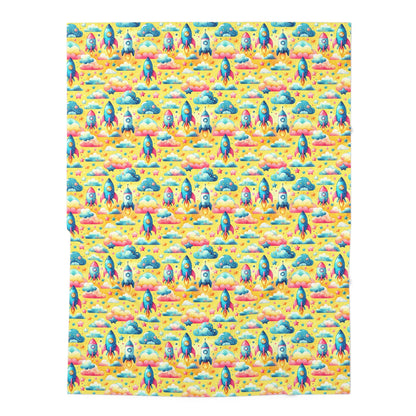 Pastel Rocket Dreams Swaddle Blanket