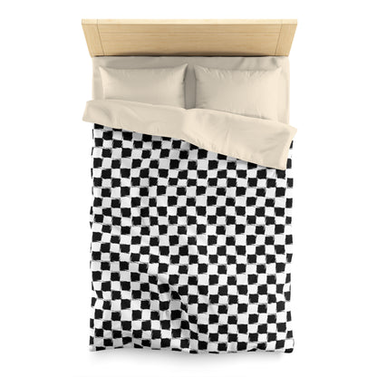 Distorted Check Microfiber Duvet Cover
