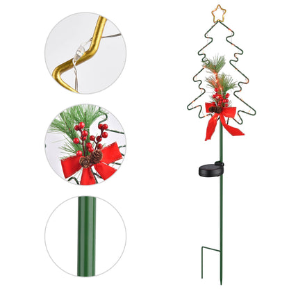 Solar-Powered Christmas Tree Garden Light – Festive Pine Cone & Red Berry Design