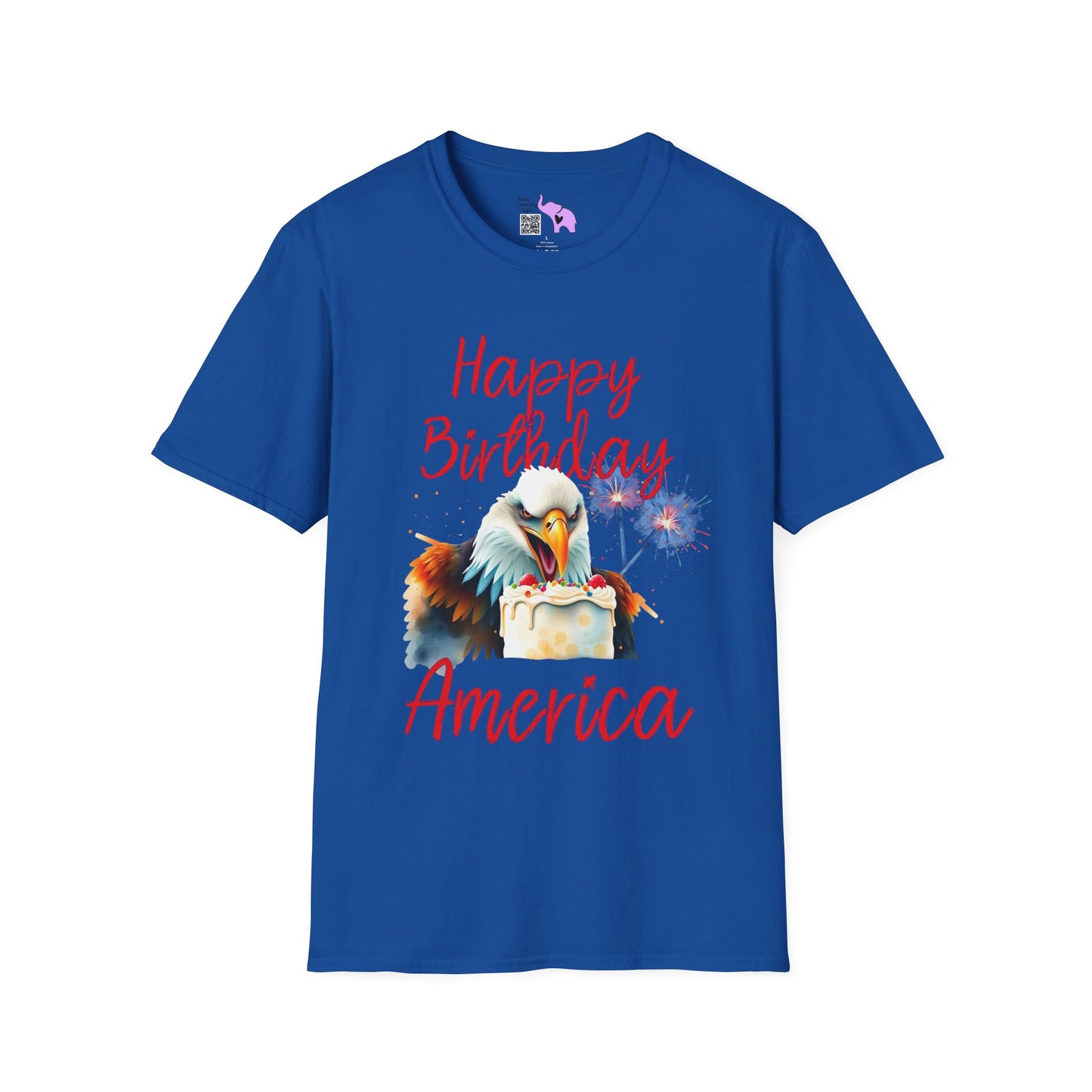 Happy Birthday America (Eagle Eating Cake) Adult T-shirt