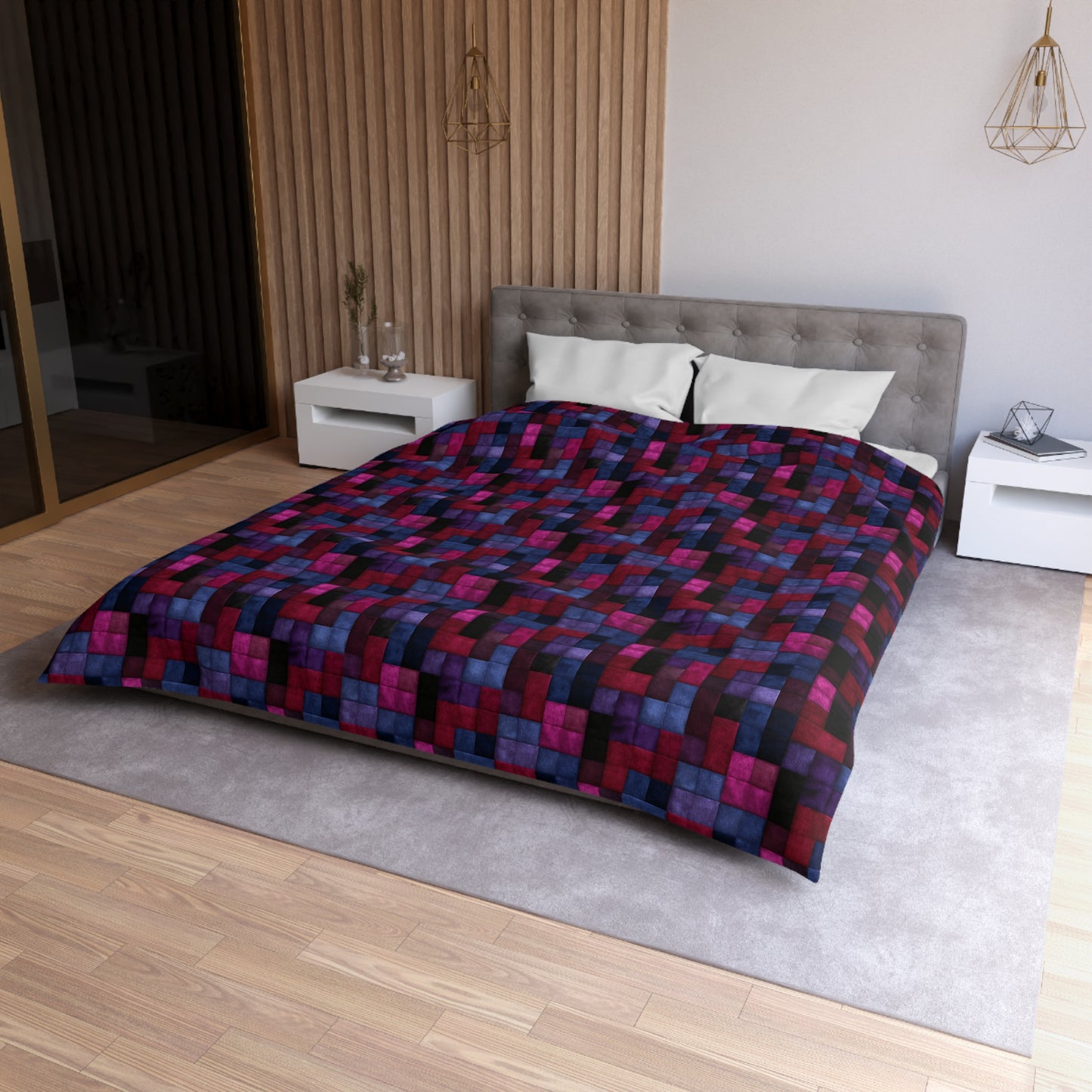 Velvet Mosaic Print Microfiber Duvet Cover