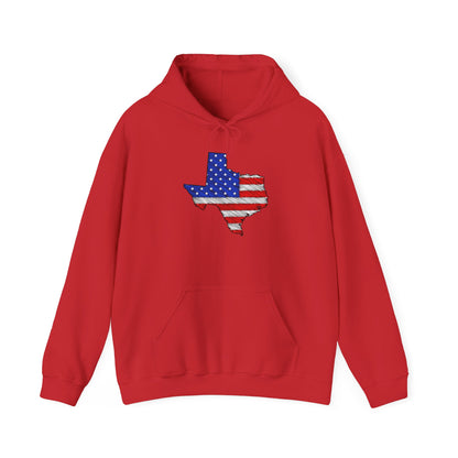 Texas-shaped American Flag Heavy Blend™ Hooded Sweatshirt