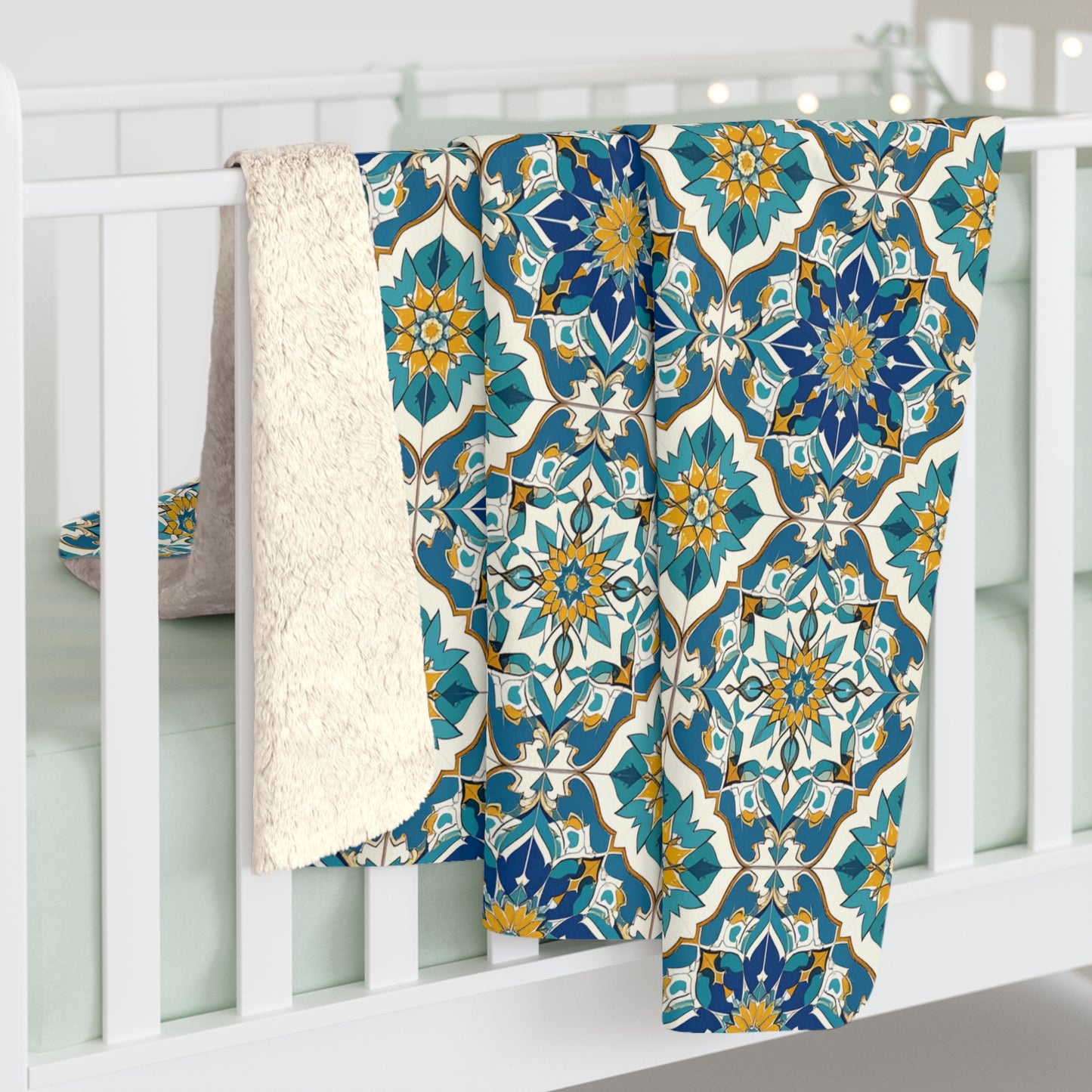 Mediterranean Lace Sherpa Fleece Blanket