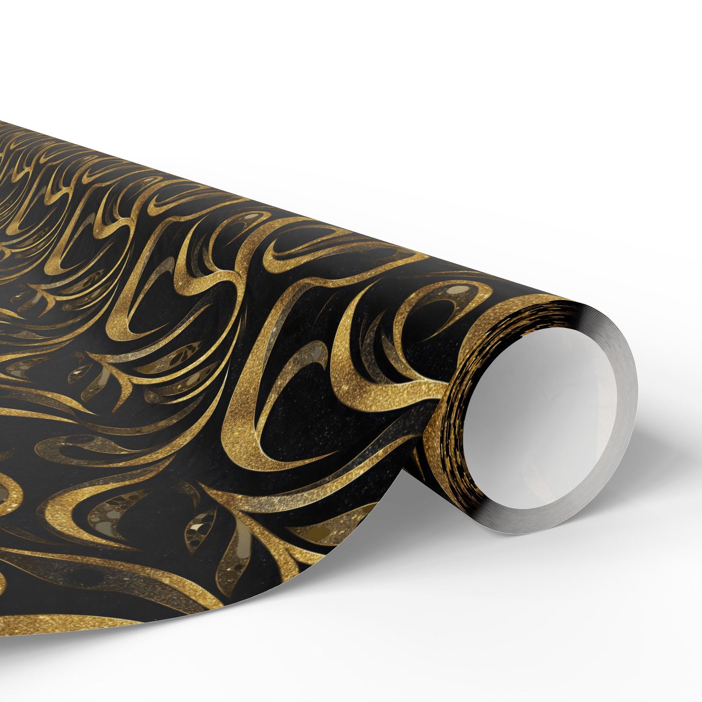 Golden Noir Swirl Wrapping Paper