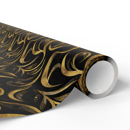 Golden Noir Swirl Wrapping Paper